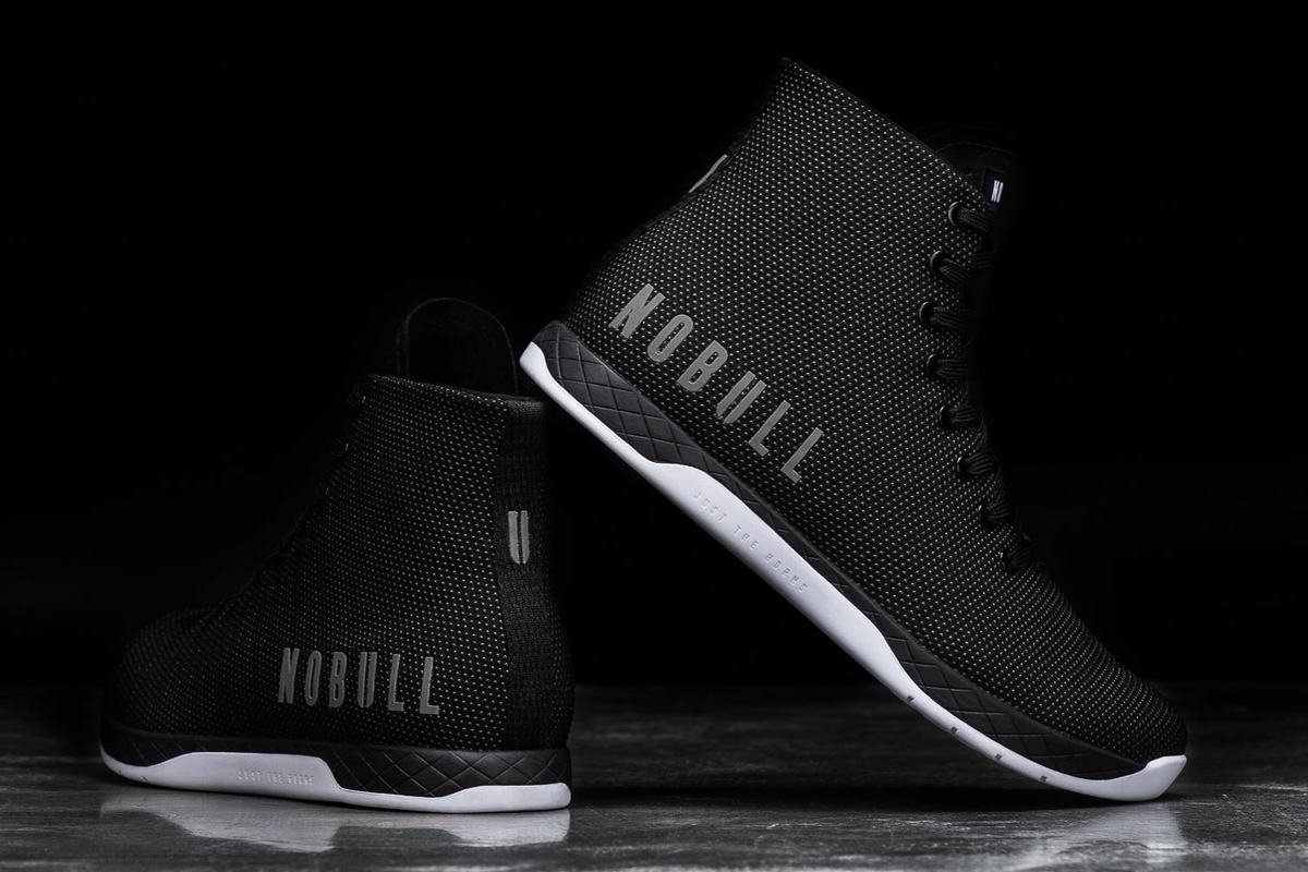 Nobull Superfabric High-Top Men's Trainers Black White | Australia (DW9845)